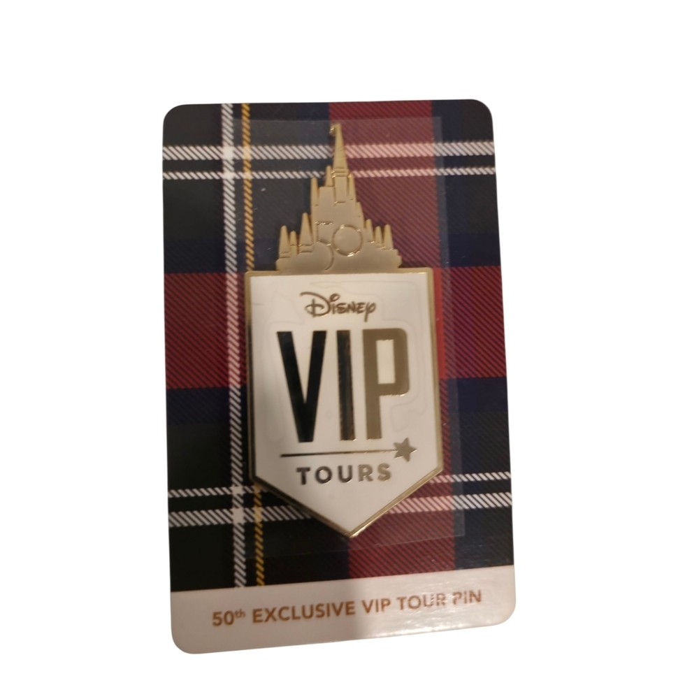 🏰 Disney VIP Tours 50th Anniversary Exclusive Plaid Pin – Limited Edition